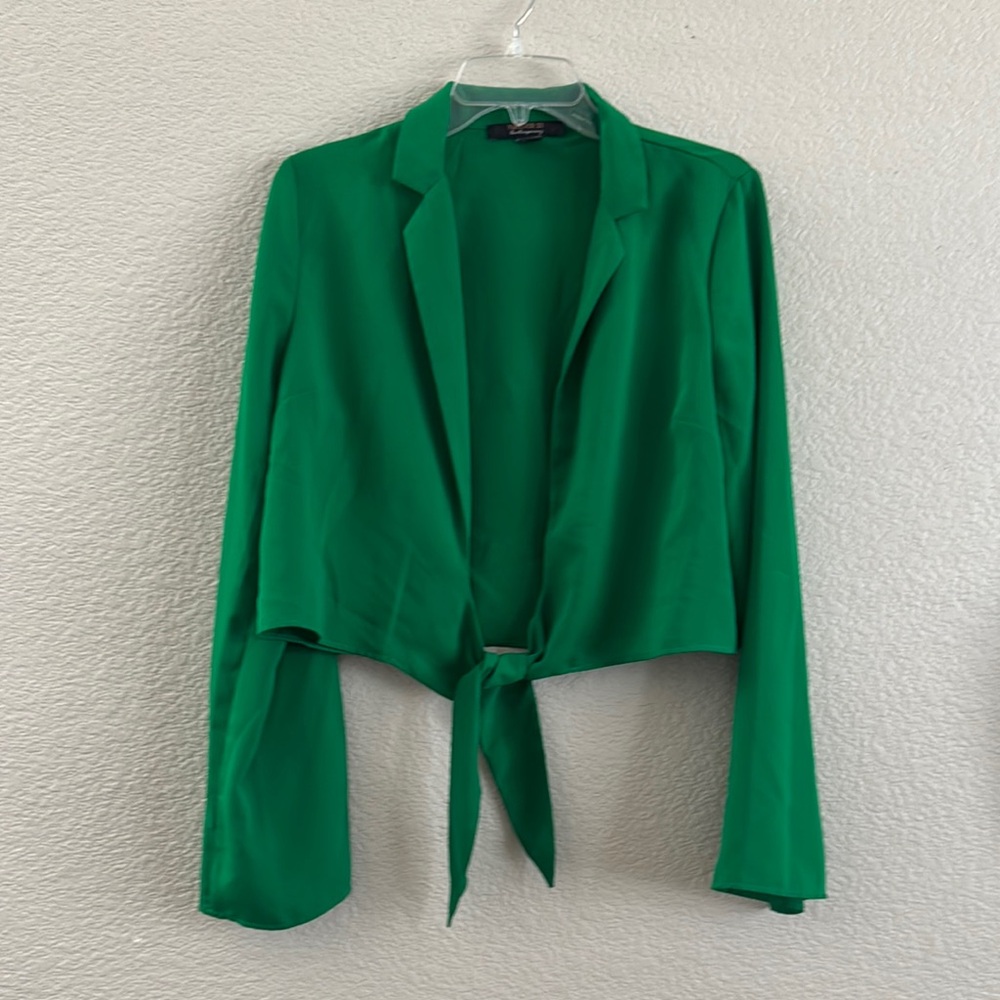 Forever 21 Vibrant Green Tie-Front Blazer